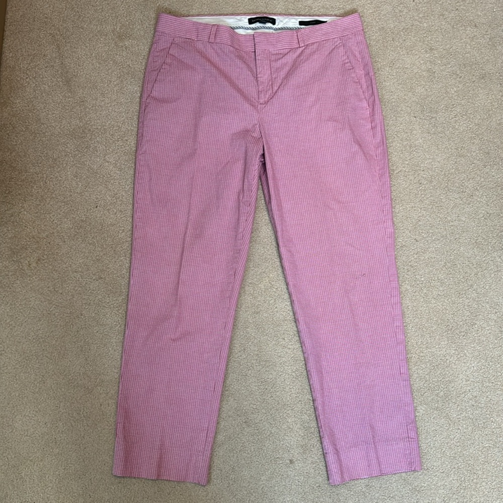Banana Republic Red and Pink Plaid Avery Straight Pants/Trousers.  Size 8